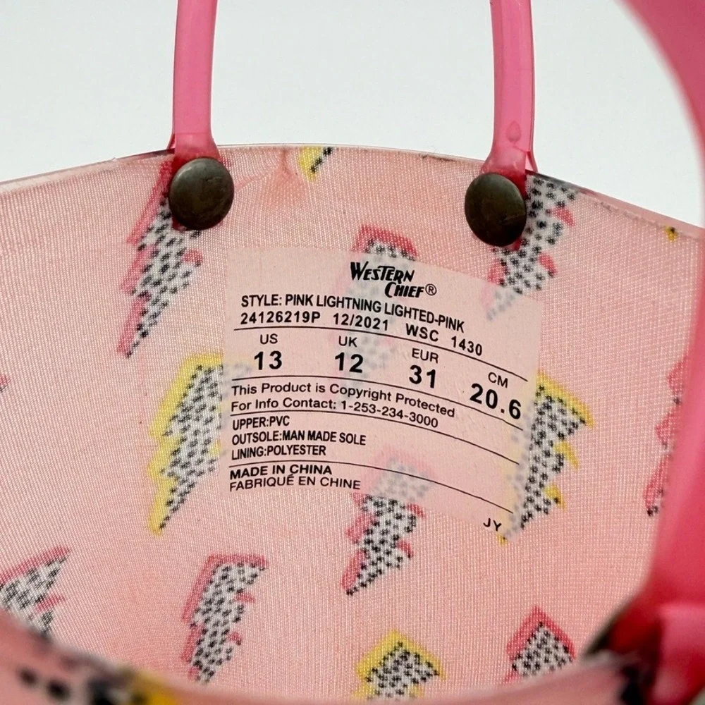 Western Chief Kids Pink Lightning‎ Rain Boots Toddler 13 Like New